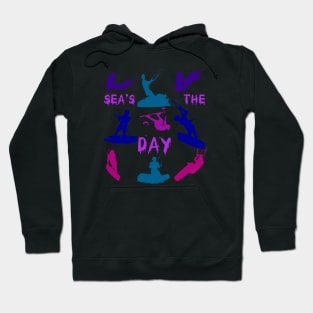 Kitesurfer Silhouette Pattern With Seas The Day Quote Hoodie